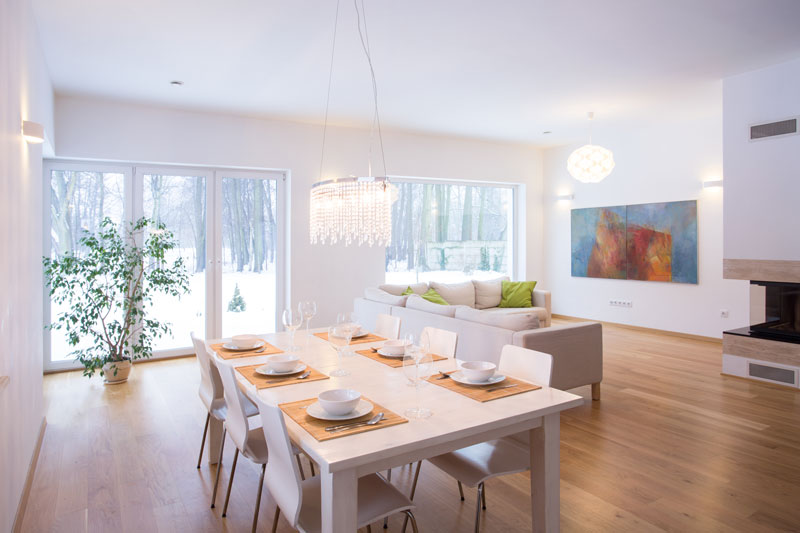 horizontal view of modern and cozy interior