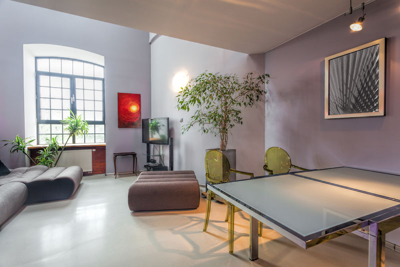 living room interior with plants and modern decor